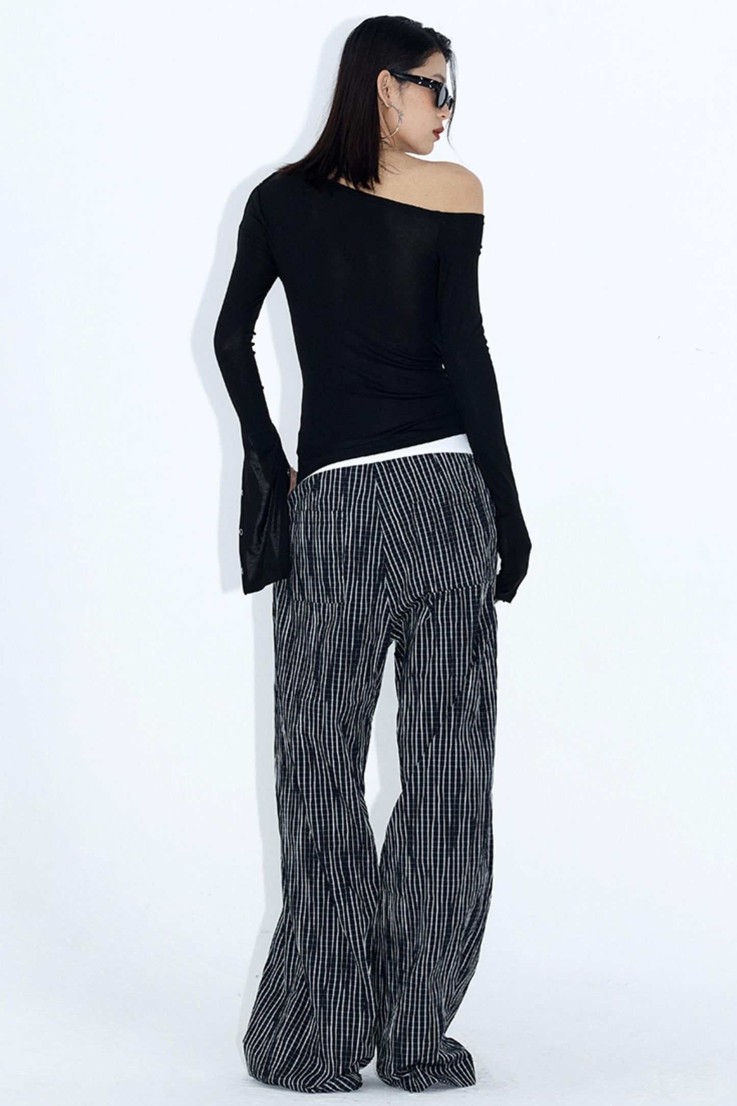 Wide Leg Monochrome Trousers