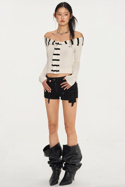 Sailor Collar Long-Sleeve Knit Top