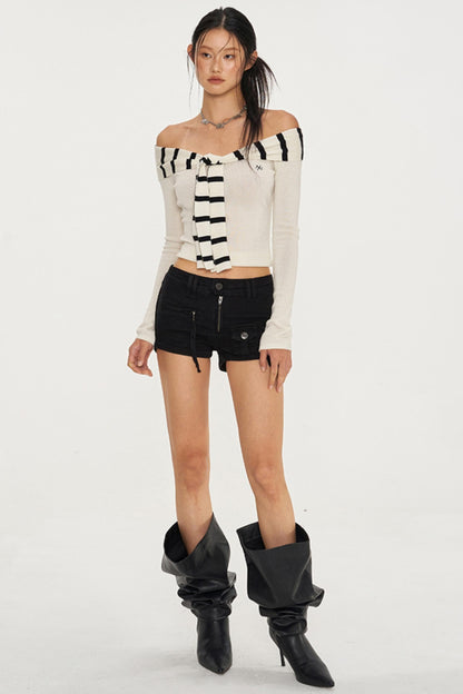 Sailor Collar Long-Sleeve Knit Top