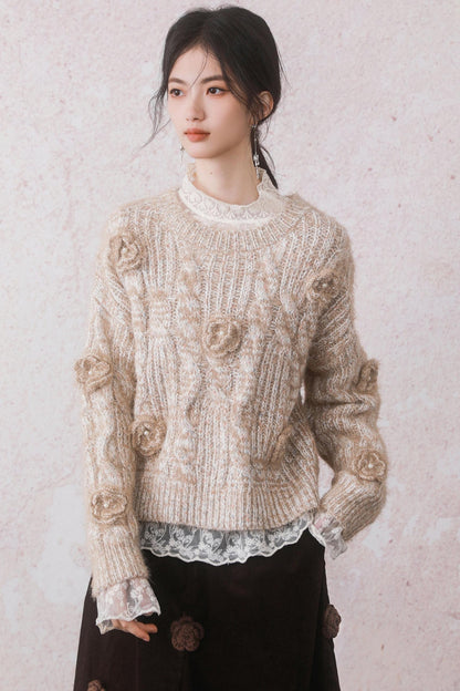 Oatmeal Handmade Sweater Top