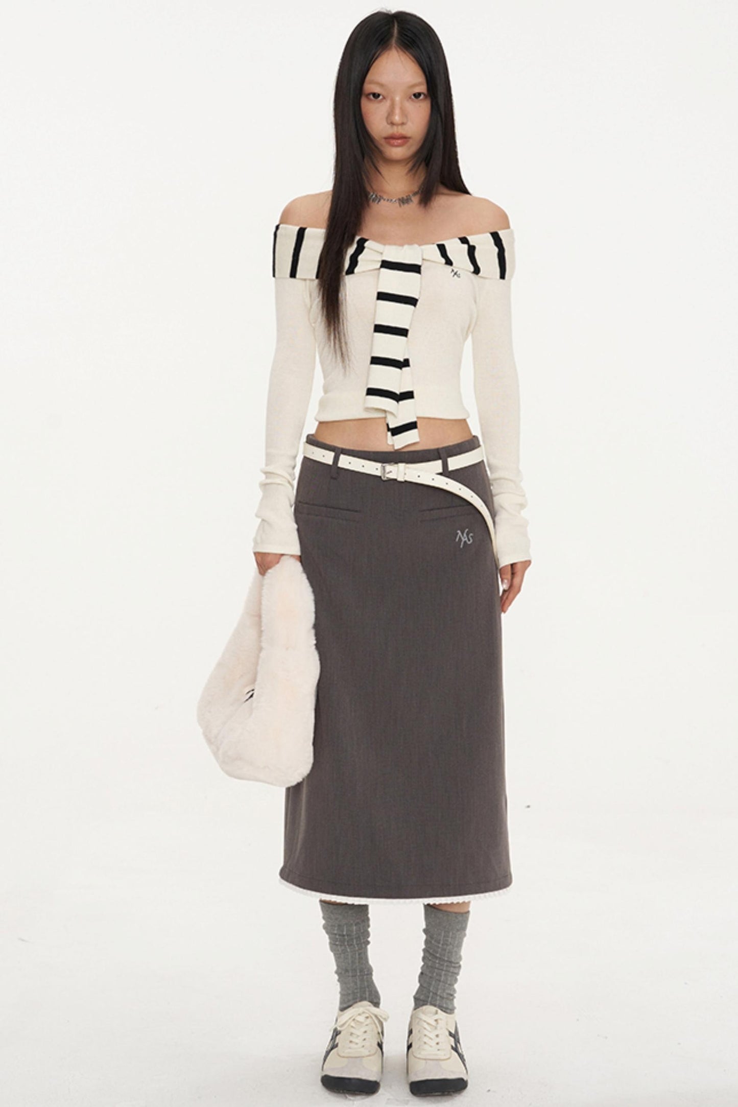 Sailor Collar Long-Sleeve Knit Top