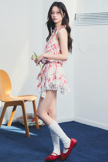 Memorial Rose Check Lace Dress