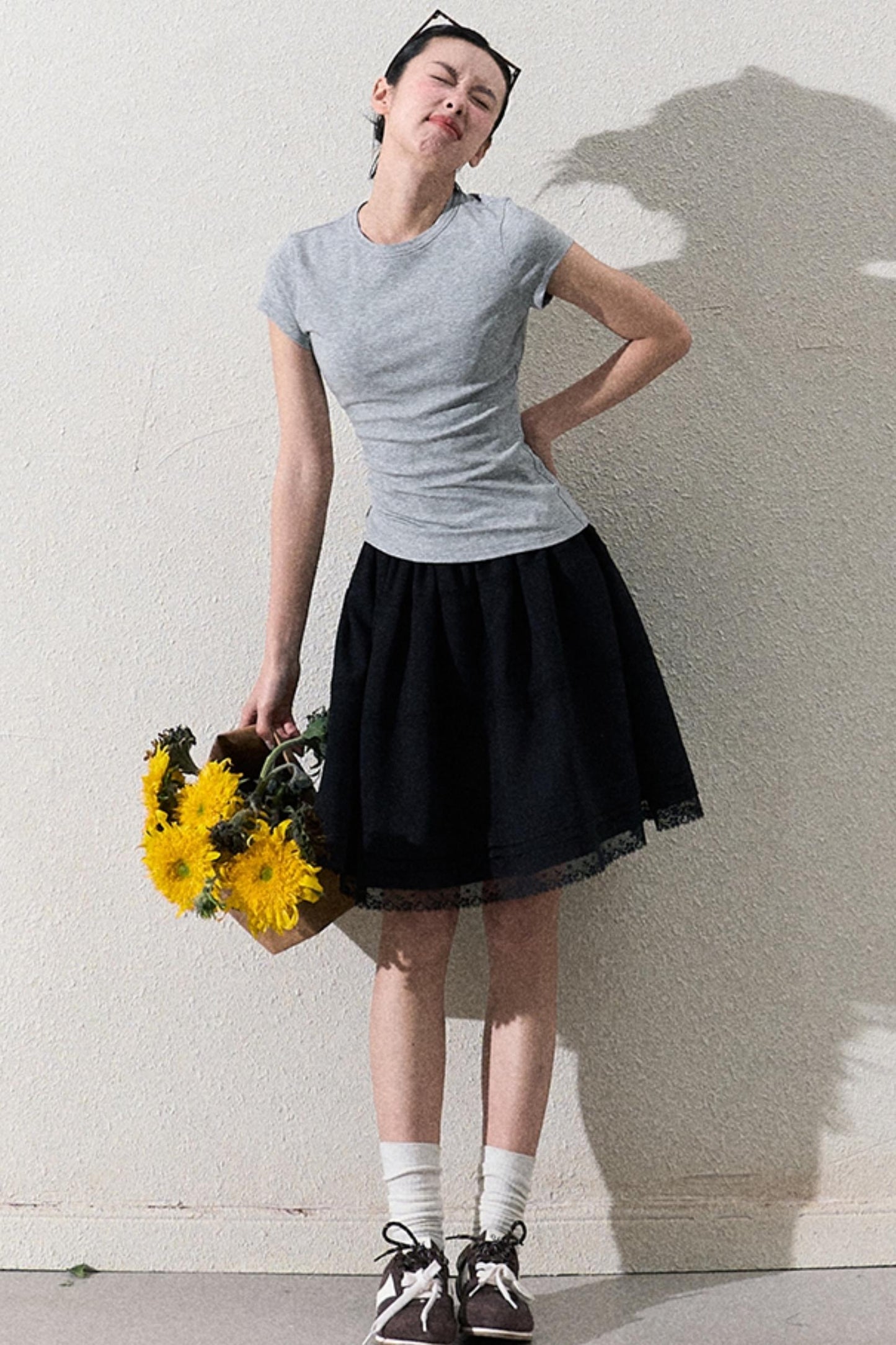 College Flare Lace Skirt