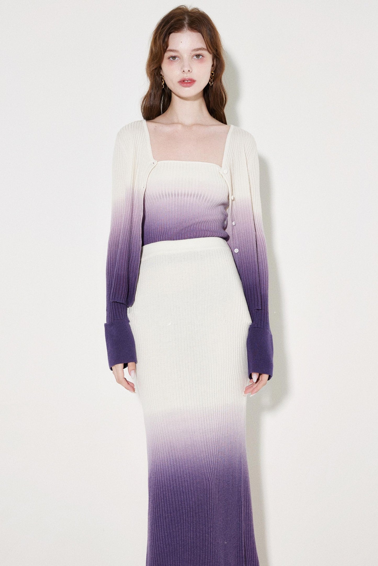 Chic Wool Knit Cardigan Skirt Set-Up