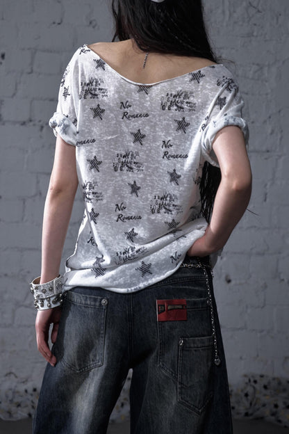 Sailor Style Printed Loose T-Shirt