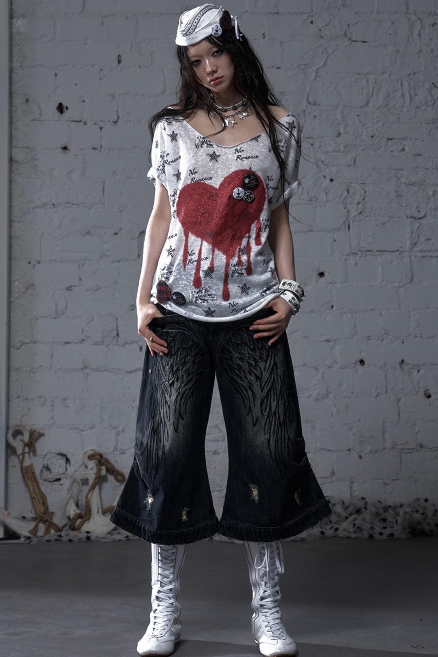 Sailor Style Printed Loose T-Shirt