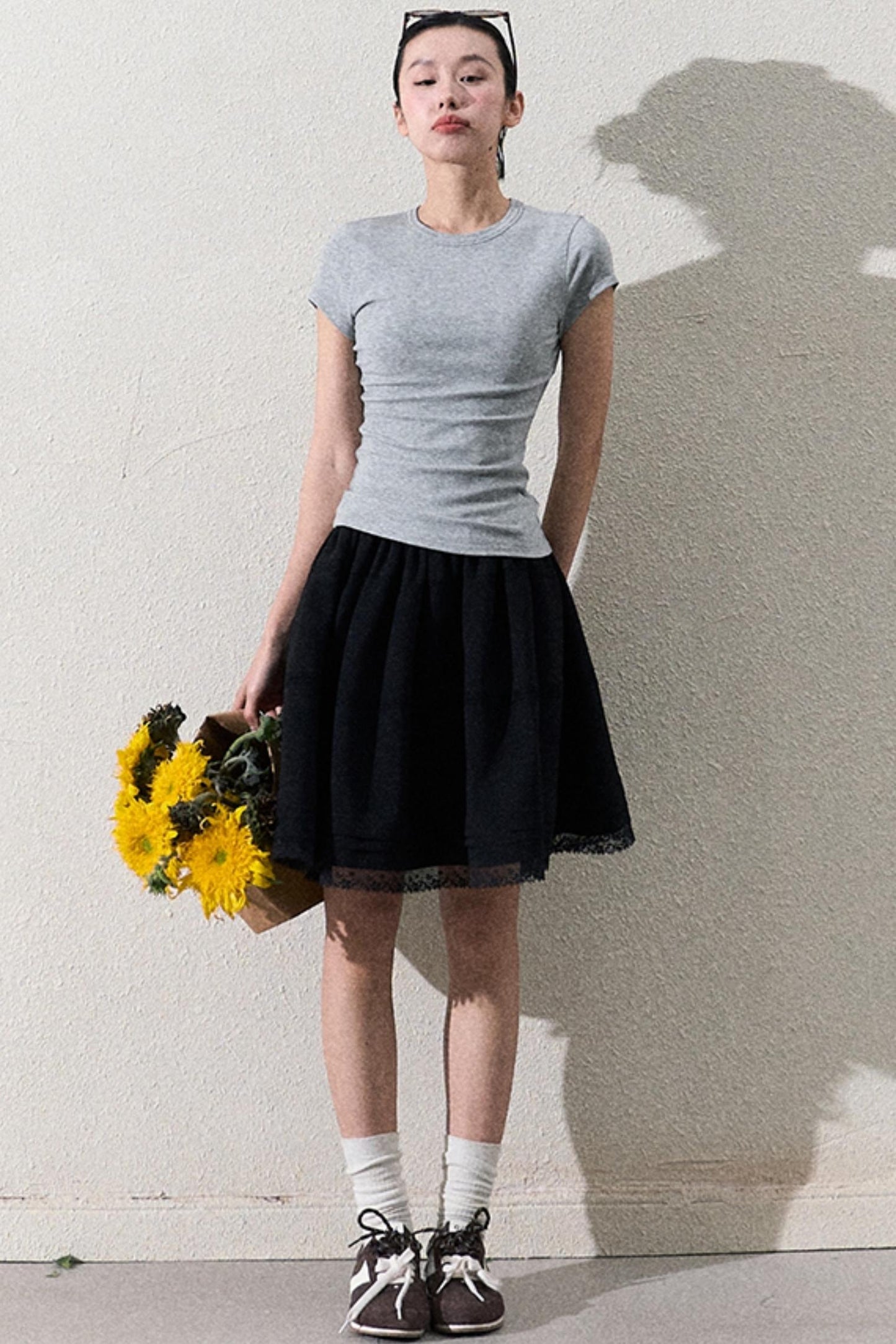 College Flare Lace Skirt