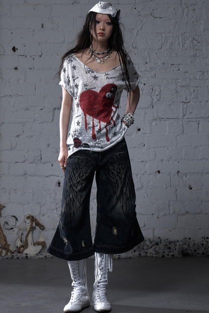 Sailor Style Printed Loose T-Shirt