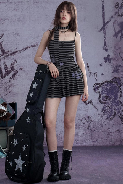 Summer Striped Dress & Shorts Set