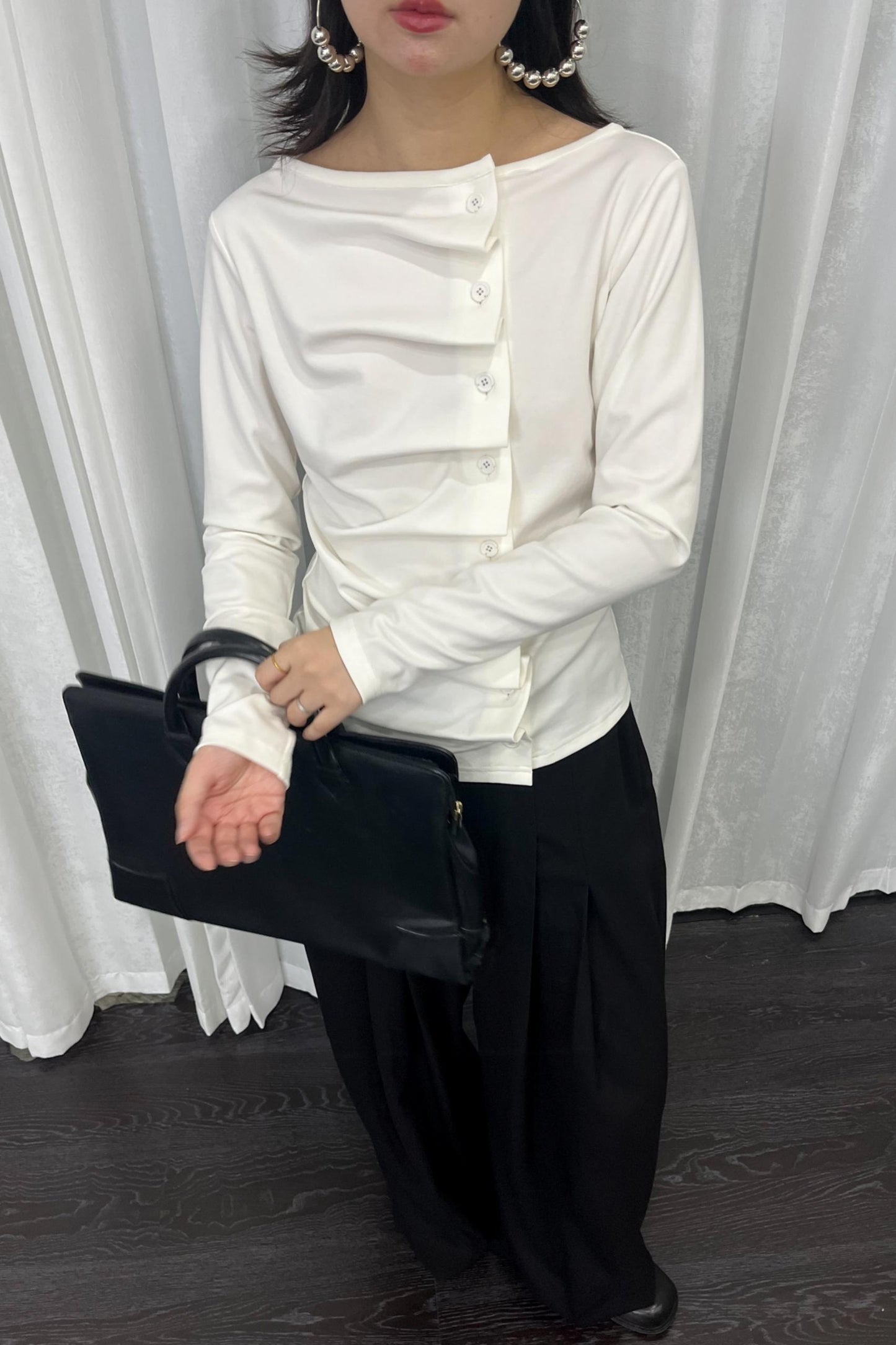 Pleated Long-Sleeved Shirt
