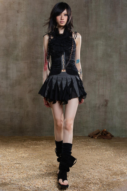 Polygonal Striped Bustier Skirt