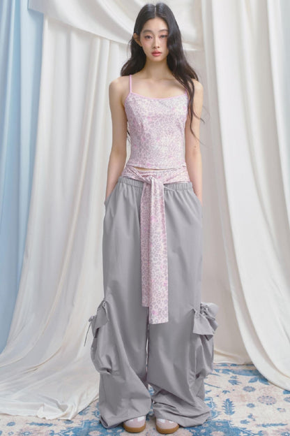 Peach Pink Leopard Print Camisole Set-Up