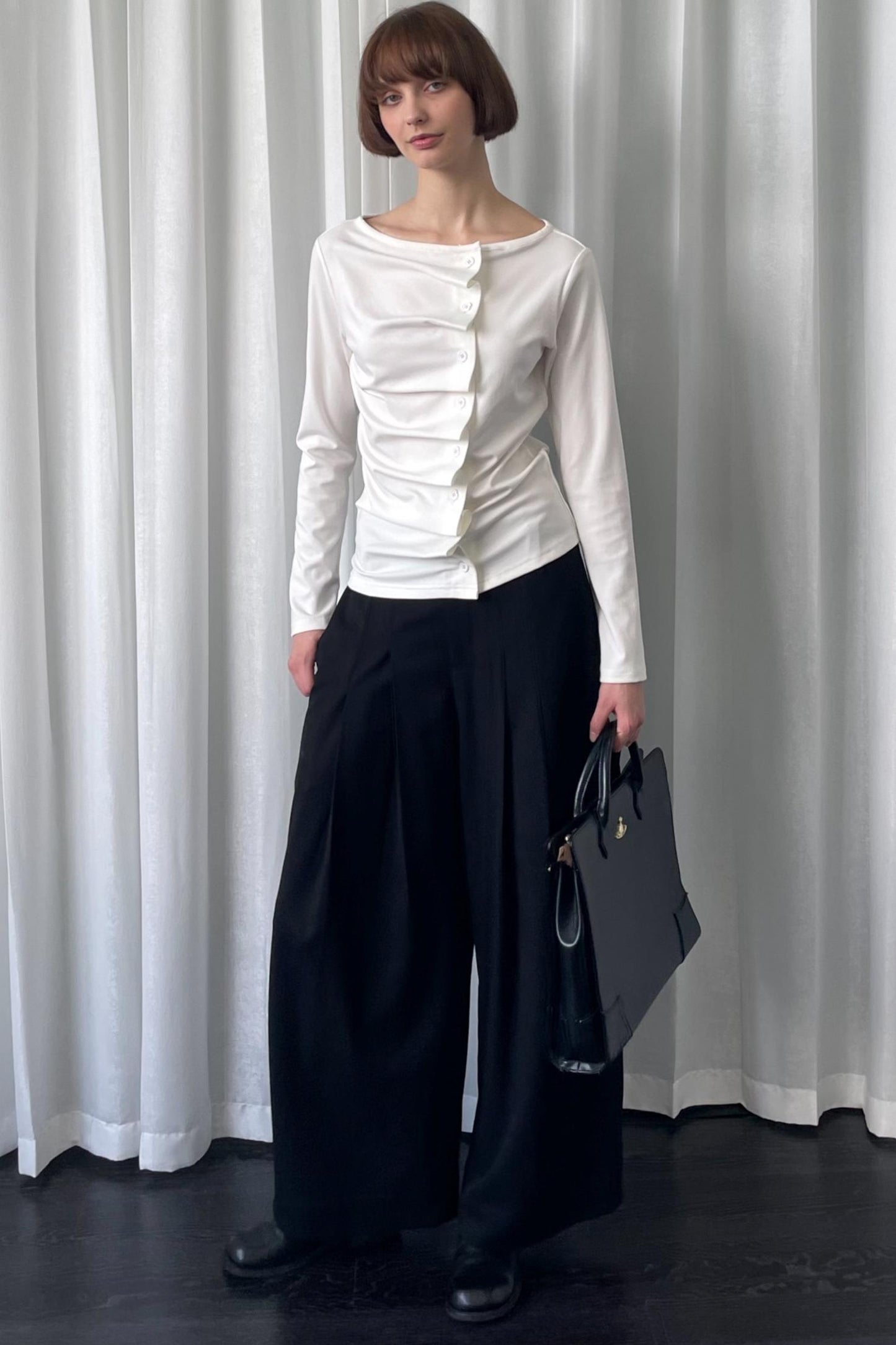Pleated Long-Sleeved Shirt