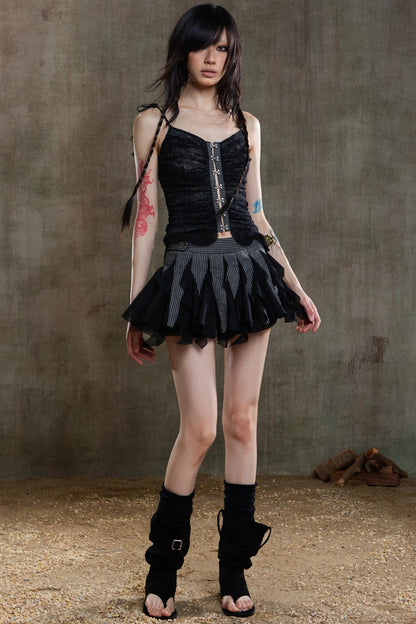 Polygonal Striped Bustier Skirt