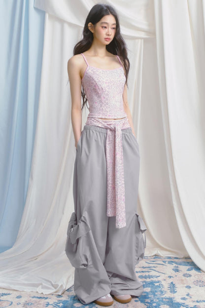 Peach Pink Leopard Print Camisole Set-Up