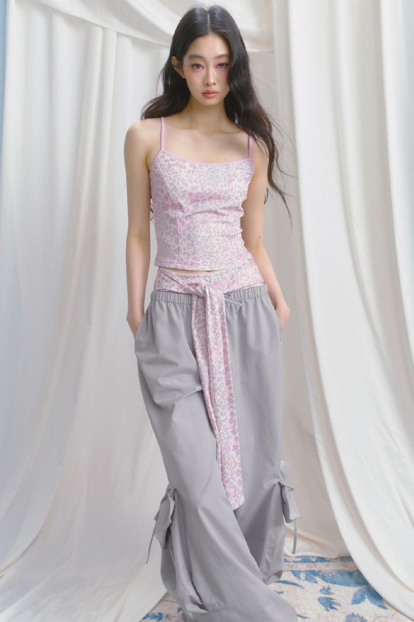 Peach Pink Leopard Print Camisole Set-Up