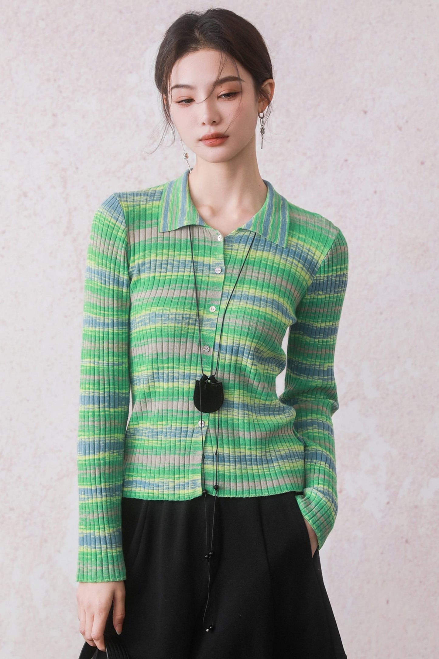 Green Chipping Knit Jacket