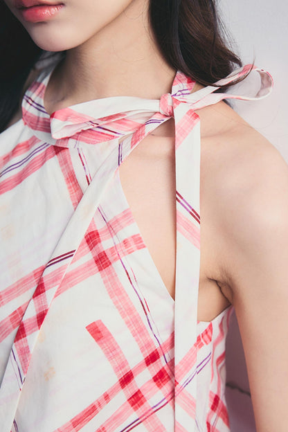 Memorial Rose Check Lace Dress