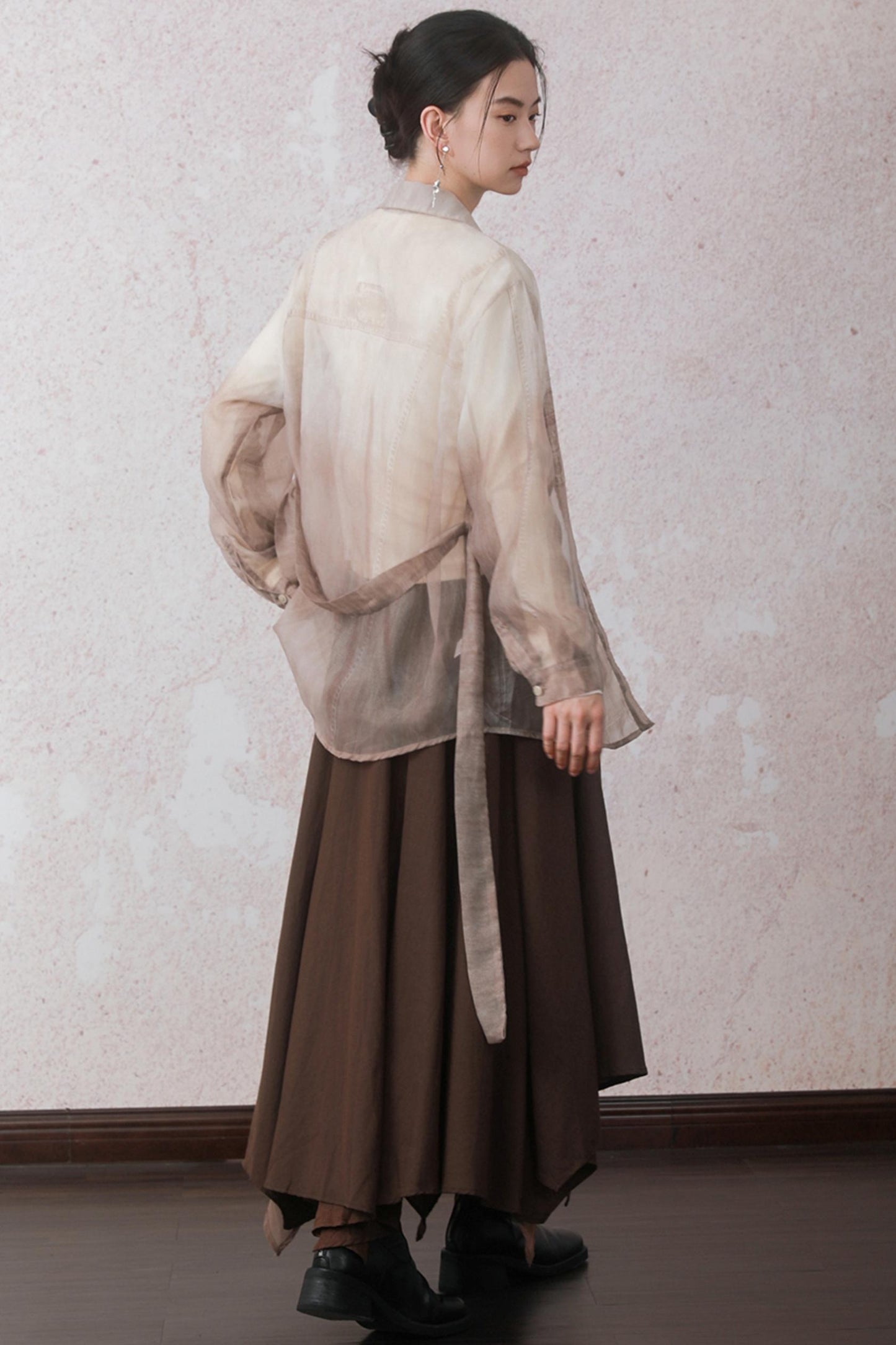 Autumn Double Hem Brown A-Line Skirt