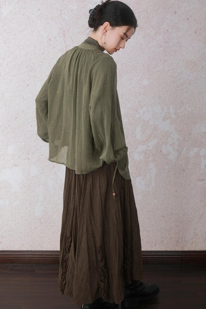 Autumn Brick Brown Fleece A-Line Skirt