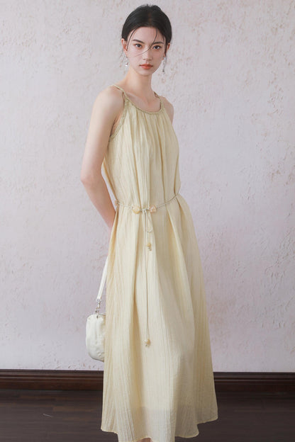 Yellow Halter Dress Set-Up