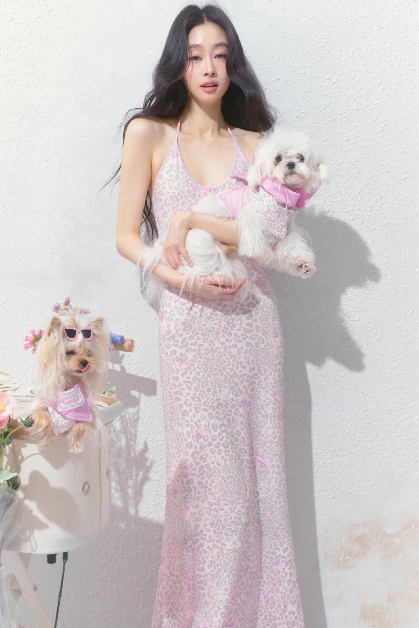 Pink Halter Backless Dress