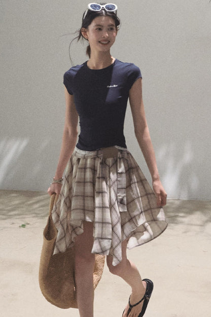 Love Ripple Plaid Skirt