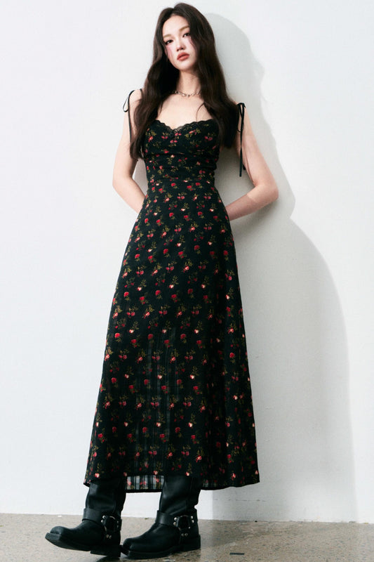 Vintage Floral Tie Dress