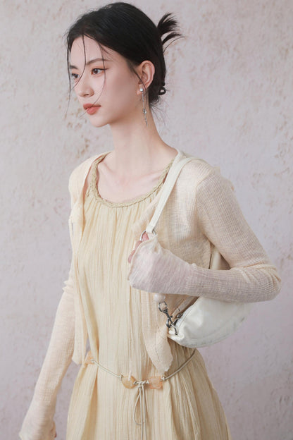 Yellow Halter Dress Set-Up