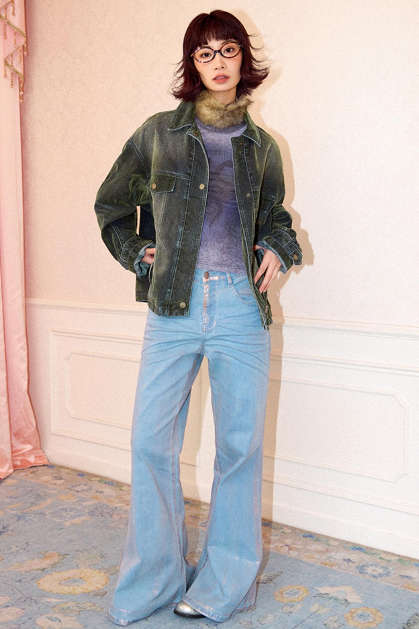 Lost Magic Green Denim Jacket