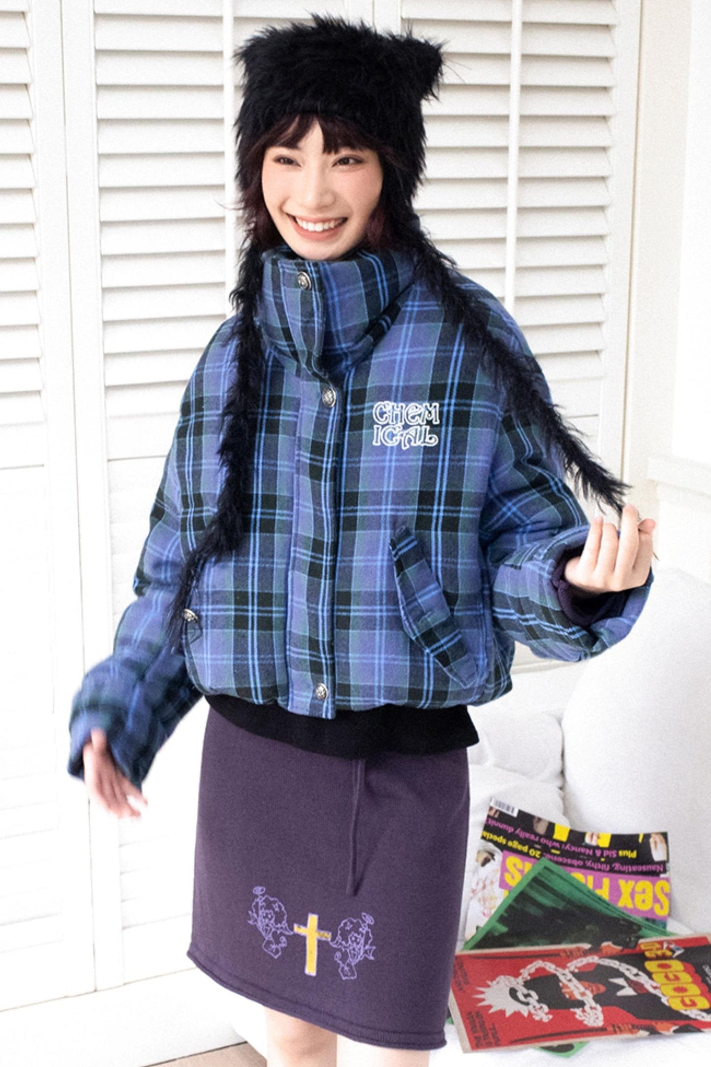 Blueberry Plaid Cotton Jacket