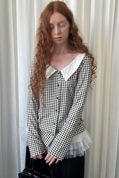 Pointed Neck Long Sleeve Shirt