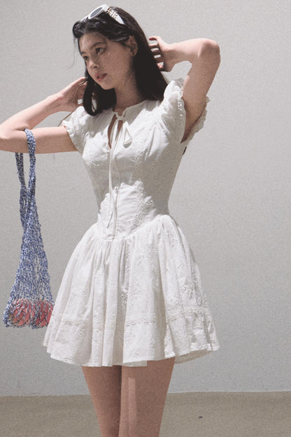 Lovefall Embroidered Cotton Tea Dress