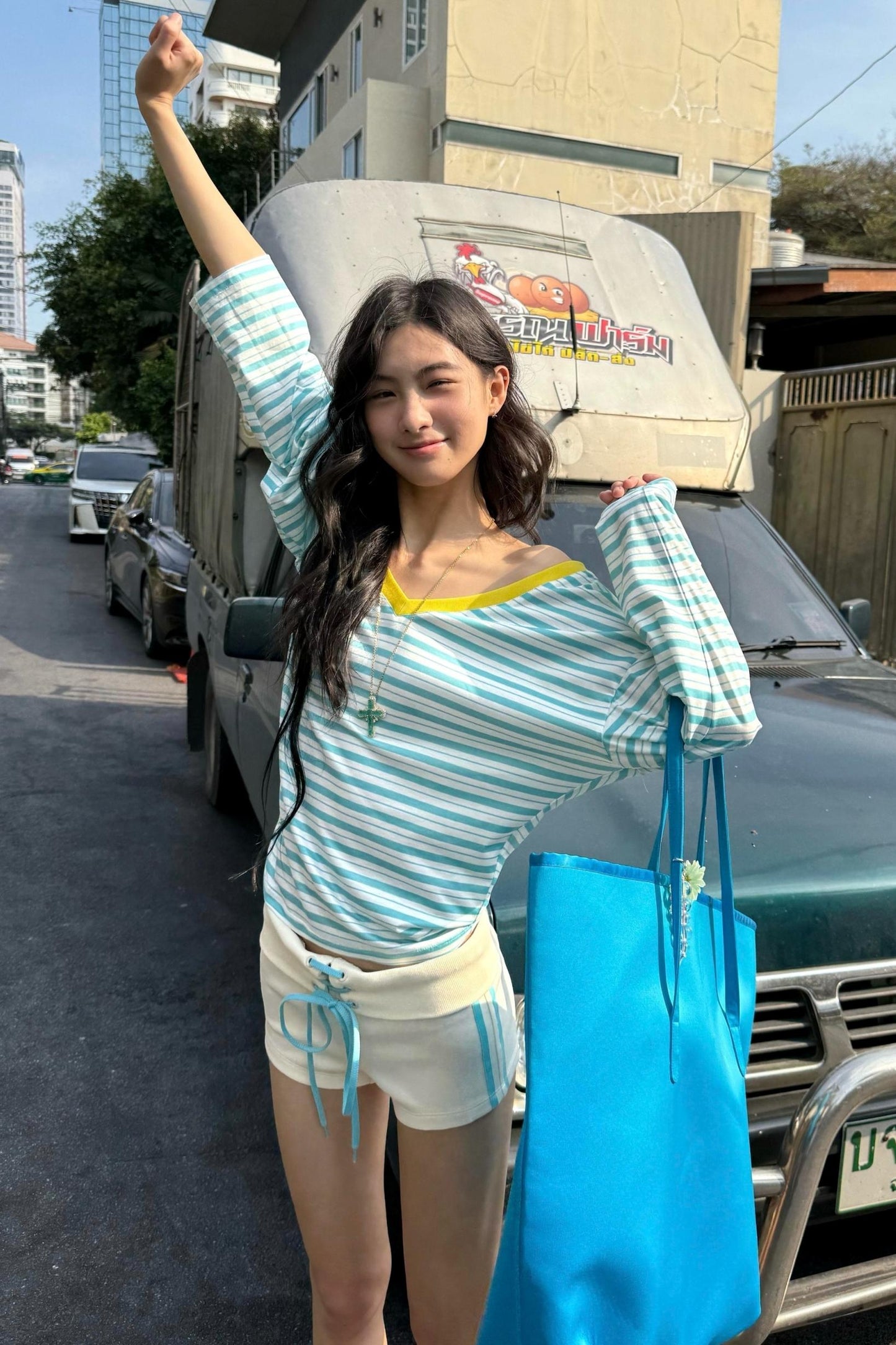 Striped V-Neck Vacation T-Shirt