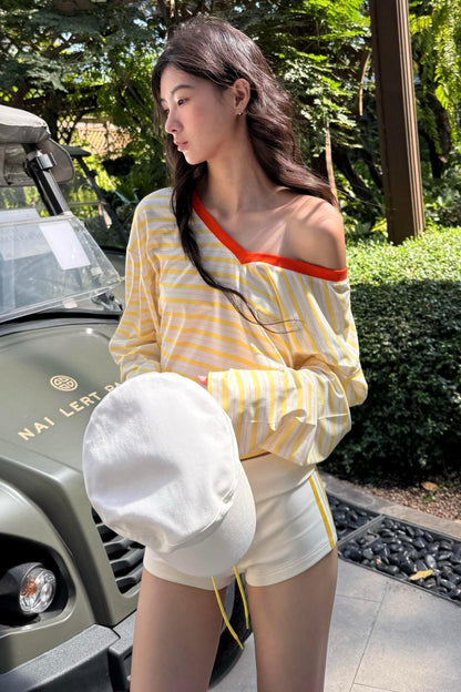 Striped V-Neck Vacation T-Shirt