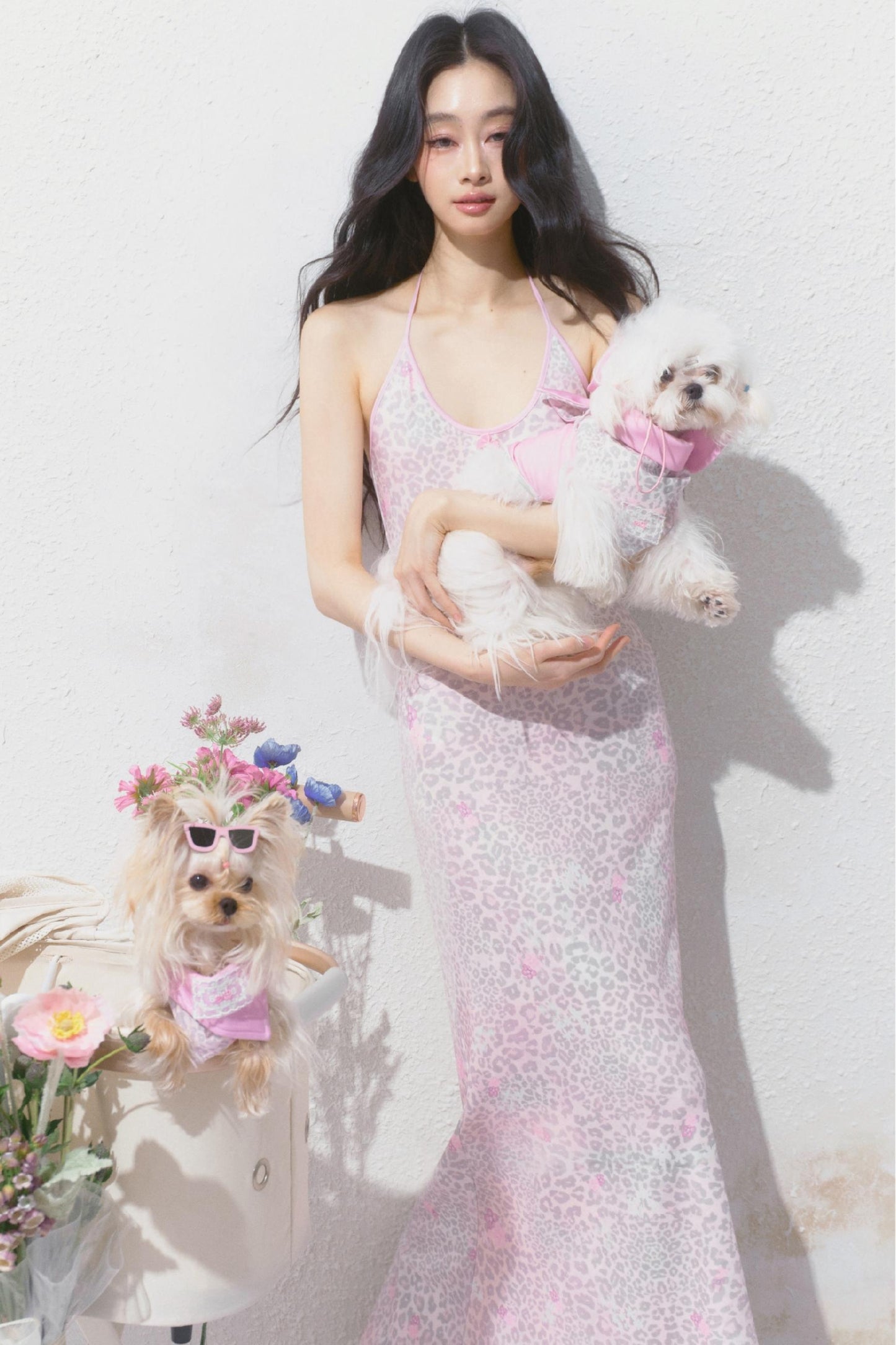 Pink Halter Backless Dress