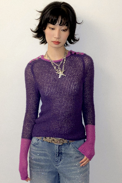 Rose Purple Knit Top