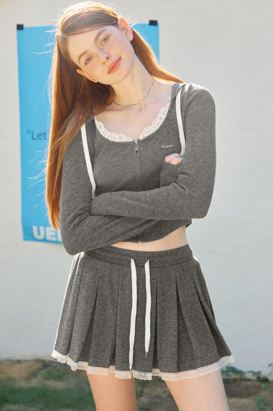 Lace Hooded Cardigan Set-Up