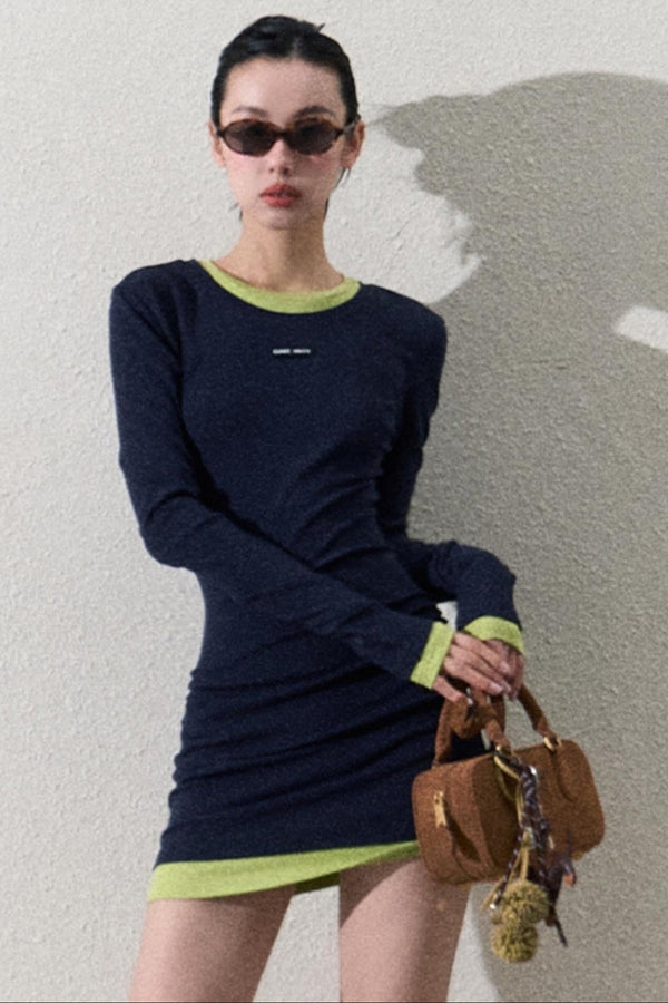 Contrast Slim Maxi Dress