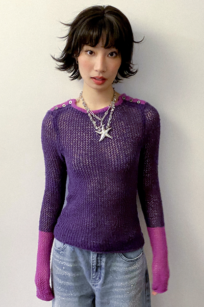 Rose Purple Knit Top