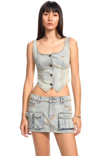 Vintage Micro-Stretch Denim Vest