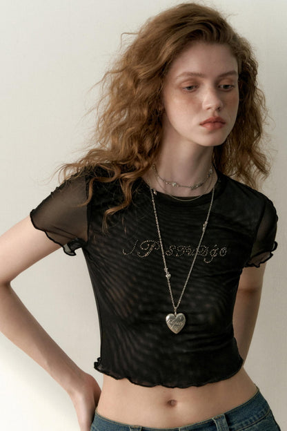 Multicolor Mesh Letter Tee