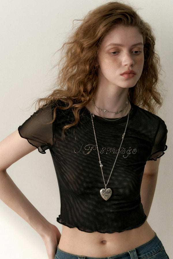 Multicolor Mesh Letter Tee