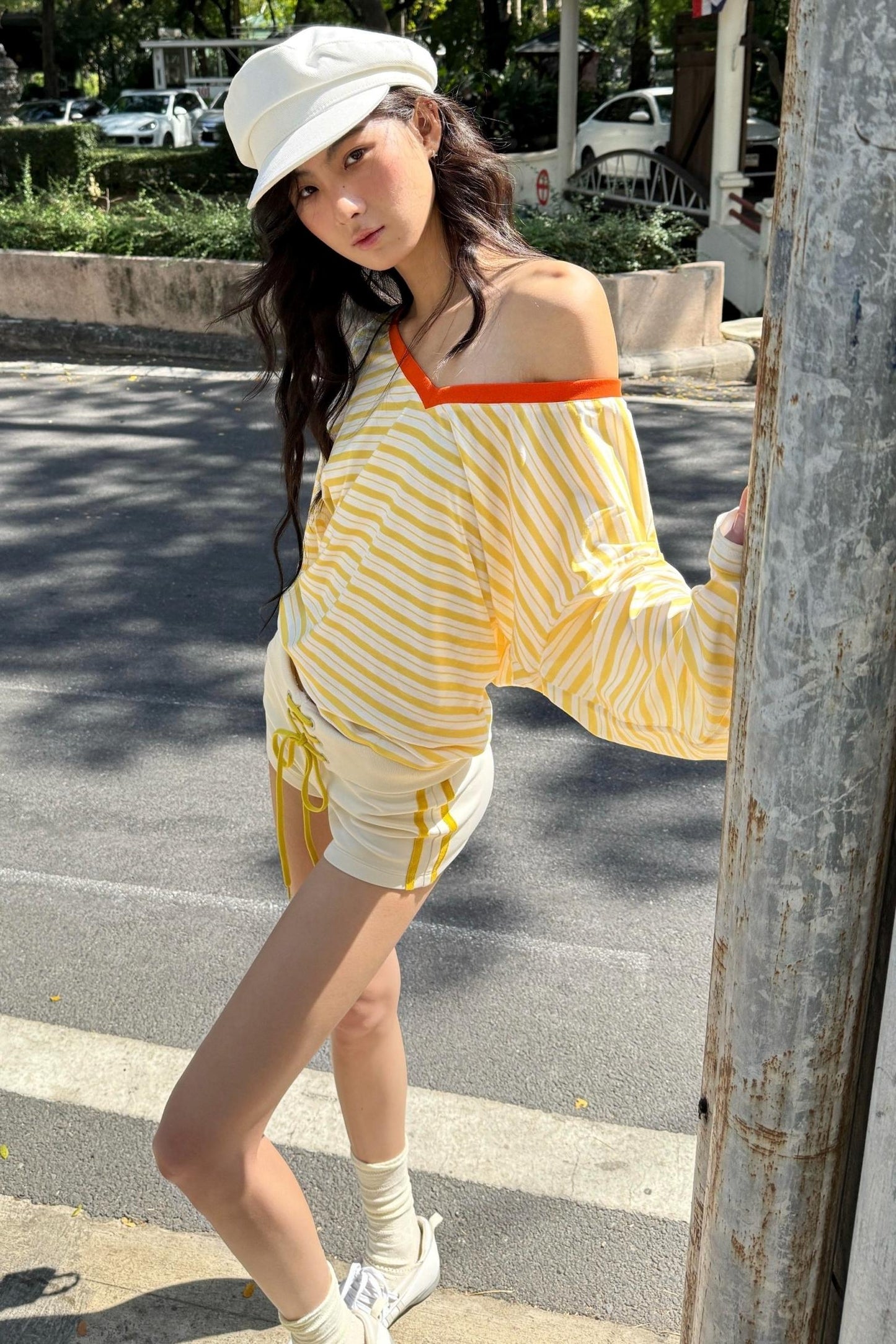 Striped V-Neck Vacation T-Shirt