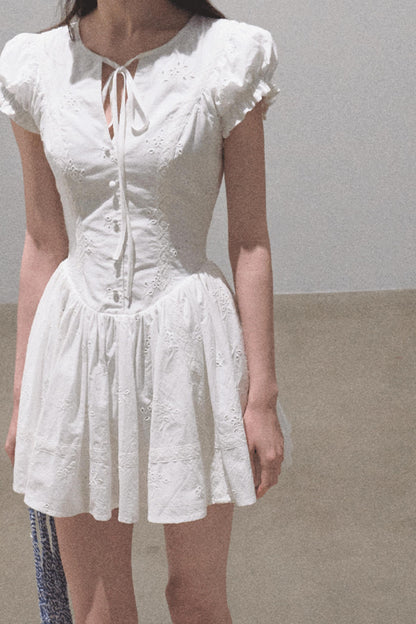 Lovefall Embroidered Cotton Tea Dress