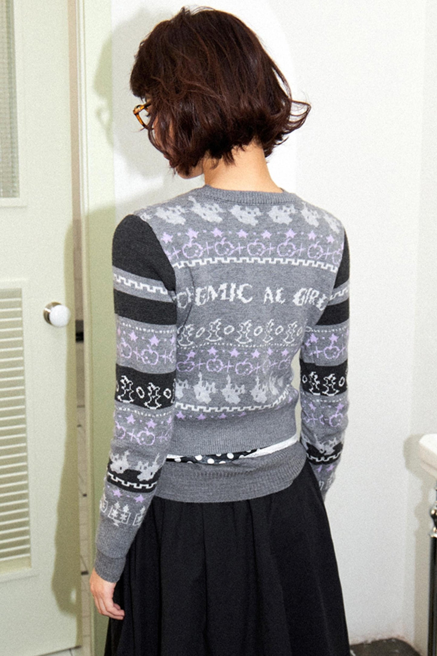 Fair Isle Knit Cardigan Green