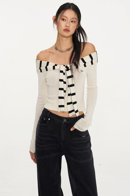 Sailor Collar Long-Sleeve Knit Top