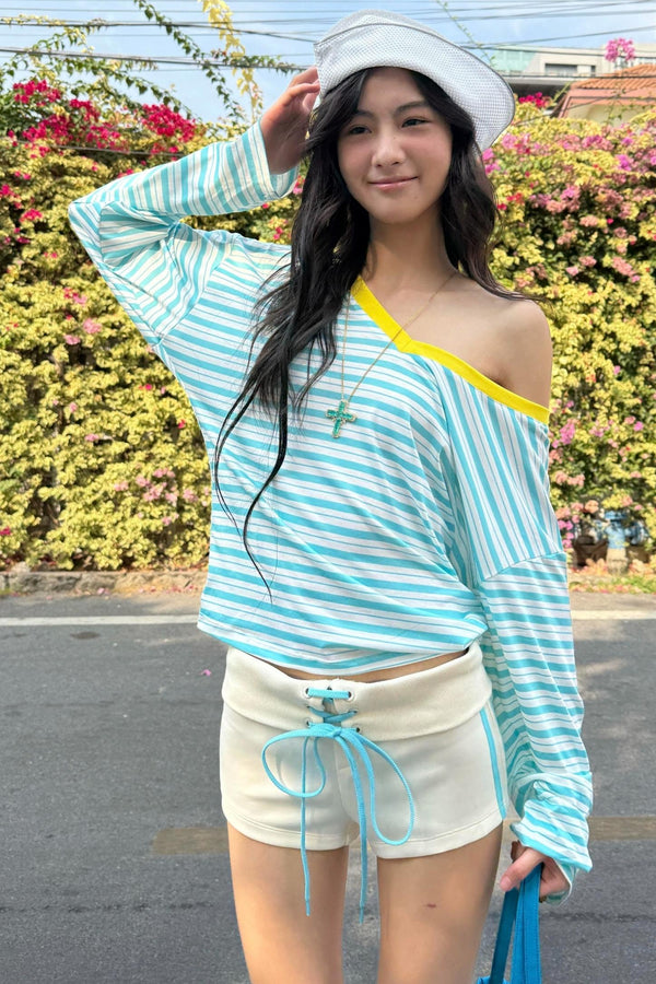 Striped V-Neck Vacation T-Shirt