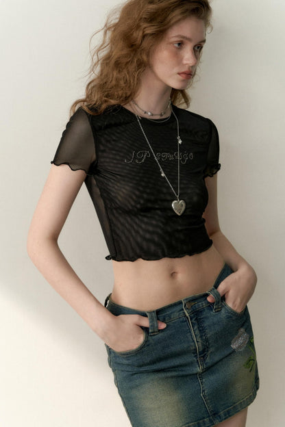 Multicolor Mesh Letter Tee