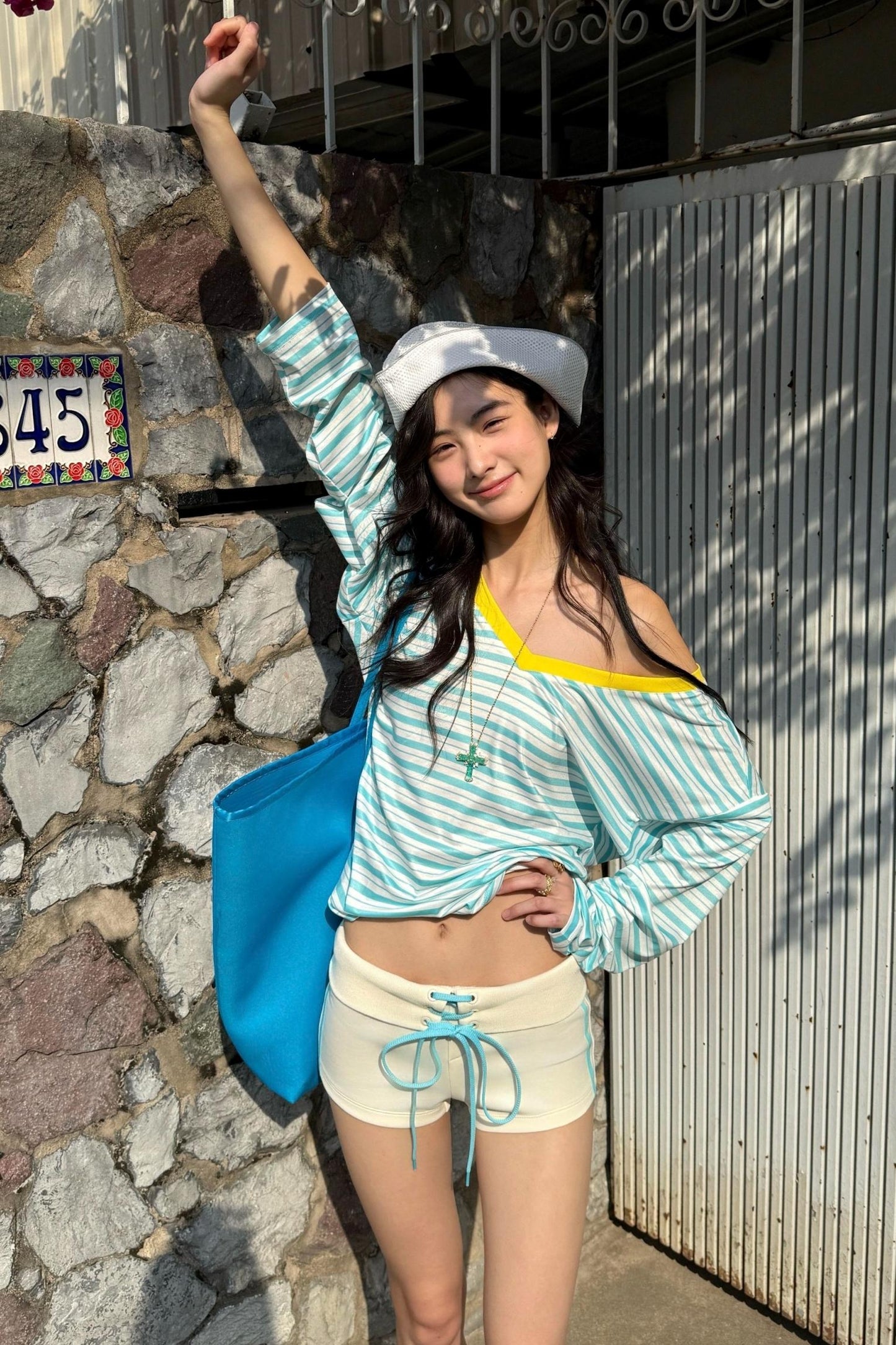 Striped V-Neck Vacation T-Shirt